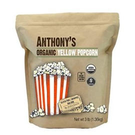 Anthonys Organic Yellow Popcorn Kernels, 3 lb, UnPopped, Gluten Free, Non GMO