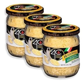 4C Premium Grated Cheese | All Natural, No Preservatives | Assorted Italian Flavors 6oz-8oz (Parmesan - HomeStyle, 3pk-Glass)