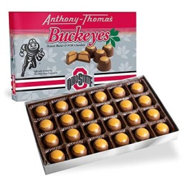 Anthony Thomas, Great Tasting Peanut Butter & Milk Chocolate Buckeyes in Ohio State Buckeyes Box, Deliciously Delightful Snacks (24 Count)