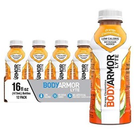 Bodyarmor Lyte Sports Drink Low-Calorie Sports Beverage, Orange Clementine, Natural Flavors With Vitamins, Potassium-Packed Electrolytes, Perfect For Athletes, 16 Fl Oz (Pack Of 12)