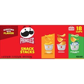 Pringles Potato Crisps Chips Variety Pack, Lunch Snacks, Office and Kids Snacks, Snack Stacks, 12.9oz Box (18 Cups)