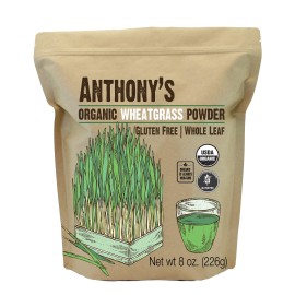 Anthonys Organic Wheatgrass Powder, 8 oz, grown in USA, Whole Leaf, gluten Free, Non gMO