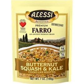 Alessi Autentico, Premium Seasoned Roman Grain Farro, Cooks Like Risotto, Heart Healthy, Easy to Prepare, 7oz (Butternut Squash & Kale, Pack of 6)