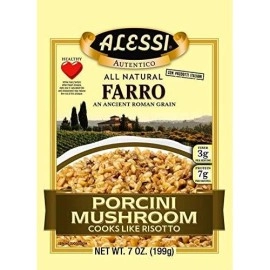 Alessi Autentico, Premium Seasoned Roman Grain Farro, Cooks Like Risotto, Heart Healthy, Easy to Prepare, 7oz (Porcini Mushroom, Pack of 6)