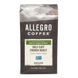 Allegro coffee Half caff, French Roast ground coffee, 12 oz
