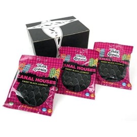 Gustafs Gluten Free Black Licorice Canal Houses, 5.29 oz Bags in a BlackTie Box (Pack of 3)