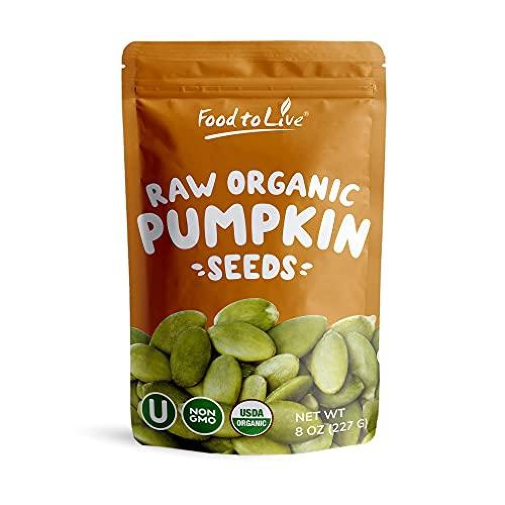 Organic Sprouted Pumpkin Seeds, 8 Ounces - Non-GMO, Kosher, No Shell, Unsalted, Raw Kernels, Vegan Superfood, Bulk