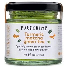 Purechimp Matcha green Tea Powder - 175 Ounces (50g) of ceremonial grade Japanese Matcha for Baking, Lattes and Smoothies - Turmeric