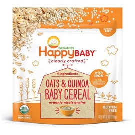 Happy Baby Organics Clearly Crafted Baby Cereal, Oats and Quinoa, 7 Ounce (Pack of 1)