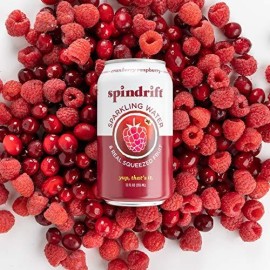 Spindrift Sparkling Water, Cranberry Raspberry Flavored, Made with Real Squeezed Fruit, 12 Fl Oz Cans, Pack of 24 (Only 8 Calories per Seltzer Water Can)