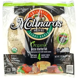 Molinaros Organic Pizza Starter Kit - 4 Stone Baked Pizza Crusts And 4 Gourmet Tomato Sauce Pouches
