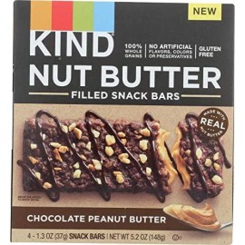 KIND Nut Butter Filled bar, chocolate Peanut Butter, 13 Ounce (Pack of 4)