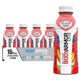 BODYARMOR LYTE Sports Drink Low-calorie Sports Beverage, Berry Punch, Natural Flavors With Vitamins, Potassium-Packed Electrolytes, No Preservatives, Perfect For Athletes, 16 Fl Oz (Pack of 12)