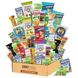 Snack Box Gluten Free Healthy Snacks Care Package (34 Count) for College Students, Exams, Fathers Day, Military, Finals, Office and Gift Ideas. Chips, Popcorn, and granola Bars.