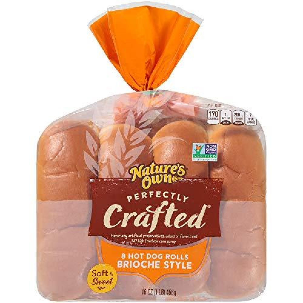 Natures Own Perfectly Crafted Brioche Style Hot Dog Buns, 18 Oz