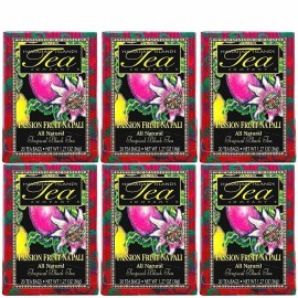 Hawaiian Islands Passion Fruit Na Pali Tropical Black Tea, All Natural - 20 Teabags Per box (120 Tea Bags (Pack of 6))