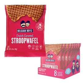 Dutch caramel Stroopwafel 8 Pack by Belgian Boys, Authentic Waffle cookies, Individually Wrapped, No Preservatives, Non-gMO (8)
