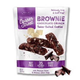 cooper Street cookies All Natural Twice Baked crispy cookie, Nut & Dairy Free, Biscotti Style 5oz (Brownie chocolate crunch) (Brownie chocolate crunch, 5 Ounce (Pack of 1))