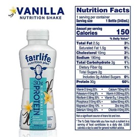 Fair Life Nutrition Plan High Protein Shake, Vanilla, 11.5 Fl Oz, Pack of 12