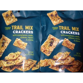Trader Joes Trail Mix Crackers With Mung Beans, Seeds, Cashews, Raisins & Cheese - Great Snack - Perfect Texture (2 Pack) 45Oz Each