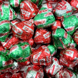 crunch Milk chocolate candy Jingles covered in crispy Rice - christmas candies Individually Wrapped in Red Silver and green Foils - 2 Pound