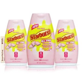 Starburst Liquid Water Enhancer - All Pink Strawberry Pack of 3 - Low calorie Pink Starburst Water Flavoring Drops - With Ballard Products Recipe card