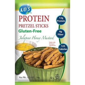 Kays Naturals Protein Pretzel Sticks, Jalapeno Honey Mustard, Gluten-Free, Low Fat, Diabetes Friendly, All Natural Flavorings, 1.2 Ounce (Pack Of 12)