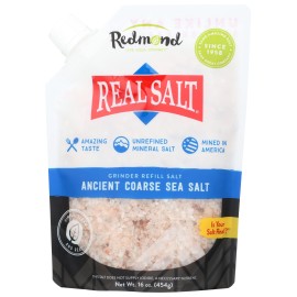Redmond Real Sea Salt - Natural Unrefined Gluten Free Coarse,16 Ounce Pouch (6 Pack)