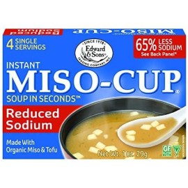 Edward & Sons Miso Cup Reduced Sodium Soup Single Serve Envelopes, 1 Ounce (Pack Of 12)