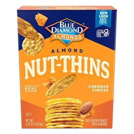 Blue Diamond Almond Nut-Thins Cracker Crisps, Cheddar Cheese, 4.25 Ounce (Pack Of 12)