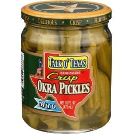 Talk O Texas Okra Pickles Mild 16-Ounce Jars (Pack Of 12)