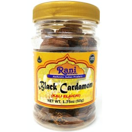 Rani Black Cardamom Pods (Kali Elachi) Whole Indian Spice 175Oz (50G) Pet Jar All Natural Vegan Gluten Friendly Non-Gmo Indian Origin Smokey Tsaoko Cao Guo Bach Dan Khau Badi