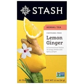 Stash Tea Lemon Ginger Herbal Tea, Box Of 20 Tea Bags