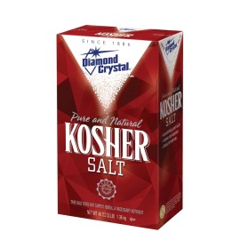 Diamond Crystal Kosher Salt - Full Flavor, No Additives and Less Sodium - Pure and Natural Since 1886 - 3 Pound Box