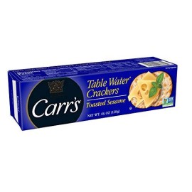 Carrs Table Water Crackers, Baked Snack Crackers, Party Snacks, Toasted Sesame, 4.5Oz Box (1 Box)