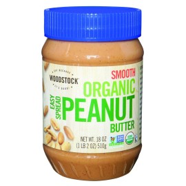 Woodstock Farms Organic Peanut Butter Easy Spread Smooth Salted 18-Ounce Jars (Pack Of 4)