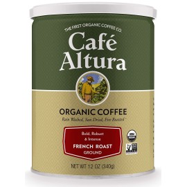 Cafe Altura Organic Coffee French Roast Ground Coffee 12 Ounce (Case Of 6)