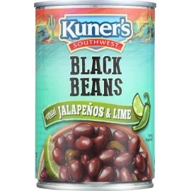 Kuner'S Southwest, Canned Black Beans (12 Pack), With Jalapeno, Vegetarian, Non-Gmo, Natural Gluten-Free Bean, Sourced And Packaged In The Usa, 15 Ounce Can