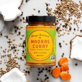 Maya Kaimal Madras Curry Sauce, 12.5 Oz, Spicy Indian Simmer Sauce With Peppery Coconut And Coriander. Vegan, Gluten Free, Non-Gmo Project Verified, Vegetarian