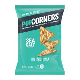 POPCORNERS Sea Salt Popped Corn Snacks, Gluten Free, Non-GMO, Single-Serve 1oz bags (Pack of 40)