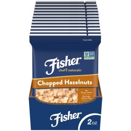 Fisher Chopped Hazelnuts, 2 Ounce (Pack of 12), Unsalted, Naturally Gluten Free, No Preservatives, Non-GMO, Keto, Paleo, Vegan Friendly