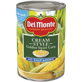 Del Monte Canned Golden Sweet Corn Cream Style No Salt Added, 14.75-Ounce (Pack of 12)