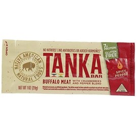 Bison Pemmican Meat Bars With Buffalo & Cranberries By Tanka, Gluten Free, Beef Jerky Alternative, Spicy Pepper, 1 Oz, Pack Of 6