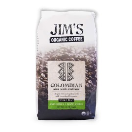 JimS Organic Coffee - Colombian Santa Marta - Single Origin, Medium Roast - Whole Bean 12 Oz Bag