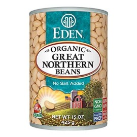 Eden Organic Great Northern Beans 15 Oz Can No Salt Non-Gmo Gluten Free Vegan Kosher U.S. Grown Heat And Serve Macrobiotic Similar To Cannellini Smoother