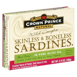 Crown Prince Boneless Sardines In Olive Oil 3.7500-Ounces (Pack Of6)