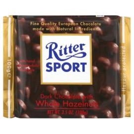 Ritter Sport Chocolate Bar Dark Whole Hazelnut, 3.5000-ounces (Pack of 5)