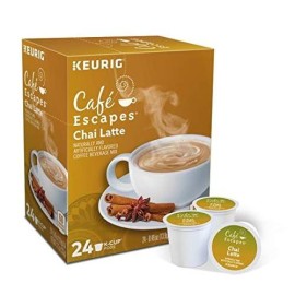 Cafe Escapes Chai Latte Coffee Single-Serve K-Cup, Carton Of 24