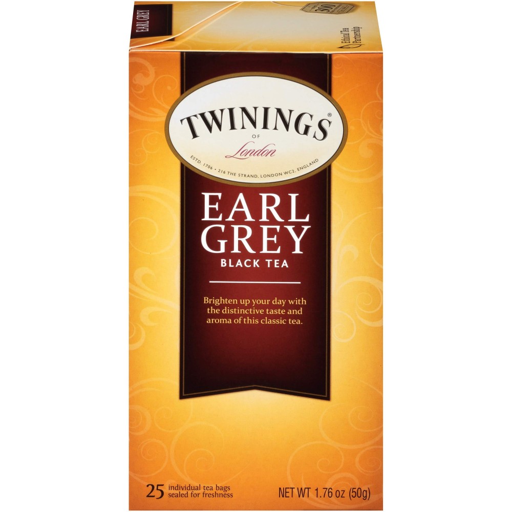 Twinings Earl Grey Individually Wrapped Tea Bags, 25 Count Pack Of 6, Caffeinated Black Tea With Citrus And Bergamot Flavour