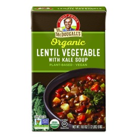 Dr. Mcdougalls Right Foods Organic Lentil Vegetable W Kale Vegan Soup 18 Ounce (Pack Of 6) Gluten-Free Usda Organic Non-Gmo No Added Oil Paper Carton From Certified Sustainably-Managed Forests